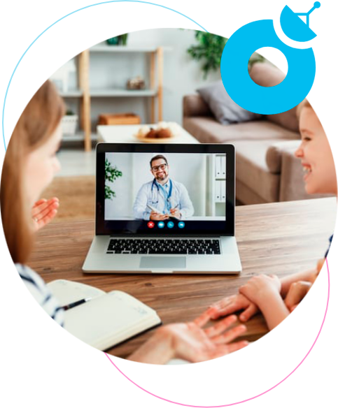 Imagen Telemedicina con logo de Eurona Personas Azul